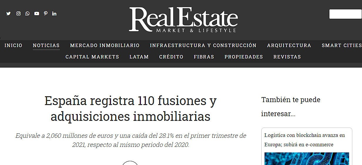 Espaa registra 110 fusiones y adquisiciones inmobiliarias